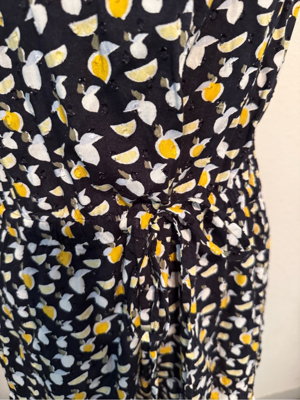 LOFT lemon print black romper with halter straps size Large petite - Picture 3 of 10